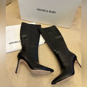 Veronica Beard Black Leather Knee Boots